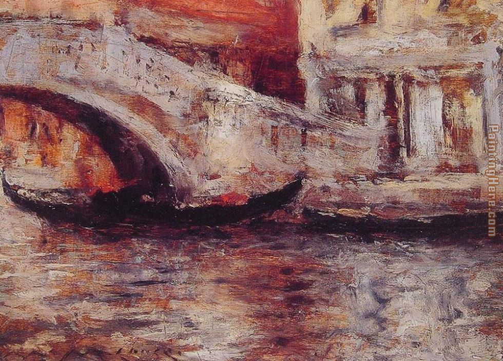 William Merritt Chase Gondolas Along Venetian Canal